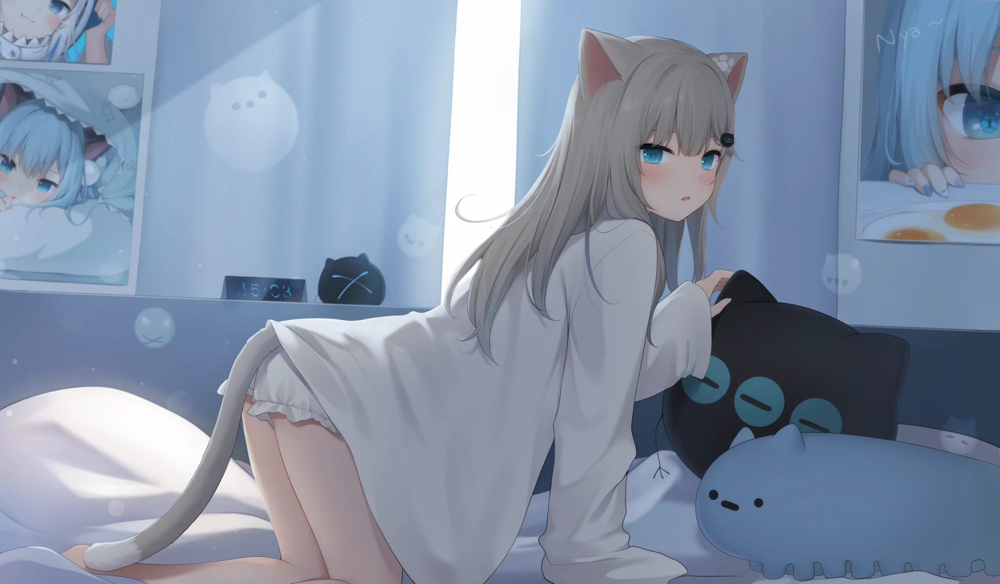 anime catgirl crawing